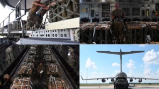 Pentaqon Ukrayna üçün sursatların təyyarəyə necə yükləndiyini nümayiş etdirdi - VİDEO 