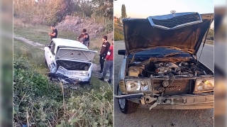 Yüksək sürətlə “Mercedes”ə çırpılan “07” dərəyə düşdü   - VİDEO