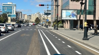 Yusif Səfərov küçəsində velosiped zolağı təşkil edilib - FOTO 