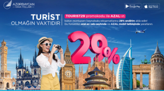 AZAL  Turizm işçiləri Günü münasibətilə beynəlxalq reyslərə 29 % endirim təklif edir 