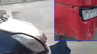 Lökbatanda 140 nömrəli marşrutun avtobusu "Prius"la toqquşdu   - VİDEO