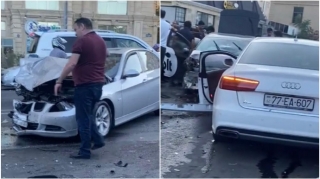 В Ясамальском районе водитель Prius устроил цепную аварию, есть пострадавшие - ВИДЕО 