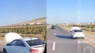 Игра в жмурки: в Азербайджане водитель создал опасную ситуацию на дороге - ВИДЕО 