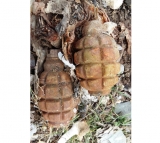 Yol kənarındakı zibillikdən əl qumbarası tapıldı - FOTO