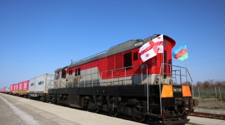 Poti-Bakı ekspres blok-qatarı yola salındı - FOTOLAR 