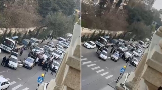 Toy kortejində biabırçılıq; maşından düşənlər yolu kəsib rəqs etdi - VİDEO  