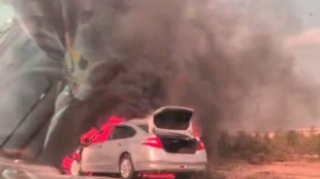 Xızıda minik maşını yandı – FOTO 