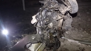 Автомобиль, попавший в аварию в Гёйгёле, сгорел на стоянке - ФОТО - ВИДЕО - ОБНОВЛЕННЫЙ