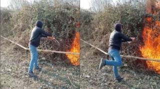 Zərdabda qaz xətti keçən ərazini yandıran şəxs saxlanıldı  - FOTO