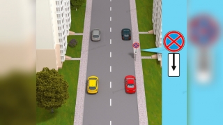 İkitərəfli yolda dayanmış hansı sürücü qaydanı pozur? - DOĞRU CAVAB