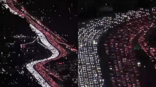 Los-Ancelesdəki trafik sıxlığının heyrətamiz görüntüsü izlənmə rekordu qırdı - VİDEO 