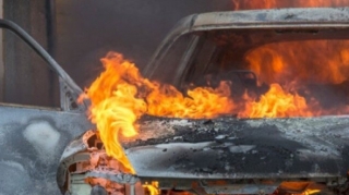 Şəkidə avtomobil yandı 