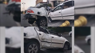 Prospektdə qəza:  Avtomobil işıq dirəyini yerindən qopardaraq bordürə çıxdı  - VİDEO