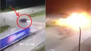 Qəzada avtomobil “alov topuna” çevrildi: Sürücü yara almadan xilas oldu    - VİDEO