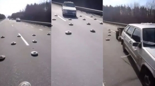 Ukraynalı sürücülər minalanmış yolda necə hərəkət etdiklərini göstərdilər - VİDEO 