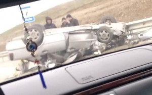 Bakı-Şamaxı yolunda maşın aşdı - FOTO