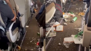 Portuqaliyaya uçan təyyarədə qorxulu anlar: Çox sayda yaralı var - VİDEO 