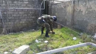 Binəqədidə tank mərmisi aşkarlanıb  - FOTO