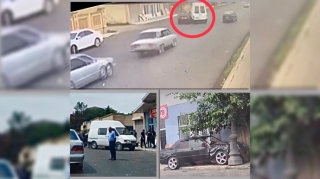 Sabirabadda qəza: “Mercedes” yol kənarındakı işıq dirəyinə girdi  - VİDEO