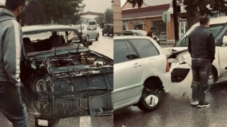 Xaçmazda zəncirvari qəza  - 3 avtomobil toqquşdu  - VİDEO