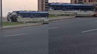 Bakıda beton pompalayan maşın aşdı, üç nəfər xəsarət aldı - VİDEO 