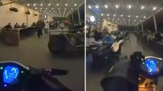 Motosikletlə kafeyə girib narahatlır yaradan sürücü cərimələndi – 250 manat - VİDEO 