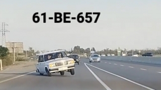 Bakı-Qazax yolunda "avtoşluq" edən sürücü maşını ikitəkər qaldırdı  - VİDEO
