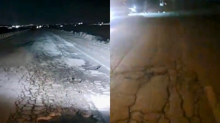 Bakı-Quba yolunda asfalt yararsız hala düşüb – Sürücülər ciddi zərər görür   - VİDEO