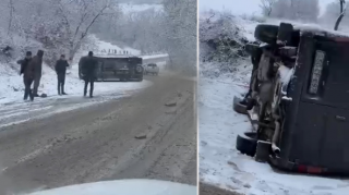 Quba-Qusar yolunda qəza: Mikroavtobus aşdı - VİDEO 
