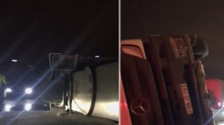 Bakıda betonqarışdıran maşın aşdı - VİDEO 