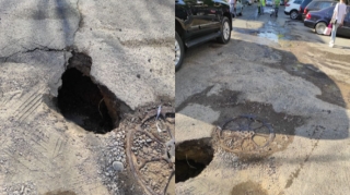 Bakıda yol bir həftə ərzində ikinci dəfə çökdü   - FOTO