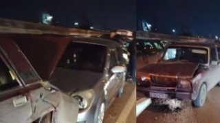 Цепная авария в Баку: столкнулись три автомобиля - ВИДЕО 