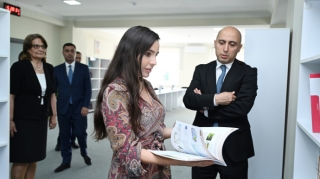 Leyla Əliyeva Yevlaxda məktəb binasının açılışında - FOTOLAR 