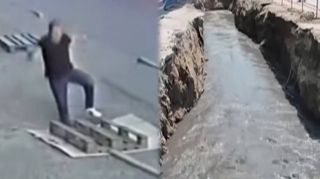 6 ay əvvəl orada yol çökübmüş - Cümşüd “lyuk”a düşməyib - VİDEO