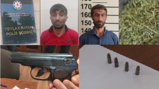 Yevlaxda narkotik satanlar tutuldu:  "Marixuana", TT tapança...  - VİDEO