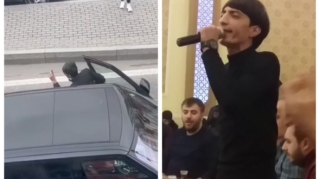 Balaəli "Range Rover"lə  avtobusun qabağını kəsdi  - VİDEO