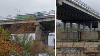 Şabran körpüsünün ətrafındakı bəzi evlər qəzalı vəziyyətə düşüb - FOTOLAR 