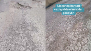 Biləcəridə yollar bərbaddır; çuxurlar maşınlara ziyan vurur - VİDEO 