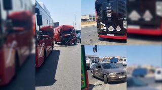 Qəza törədərək öz həyatıyla oynadı, 3 avtomobili yararsız hala saldı   - VİDEO