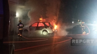 Göyçayda avtomobil yanıb  - VİDEO