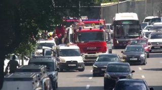 Bakıda yanğına görə yolda sıxlıq yaranıb  - FOTO