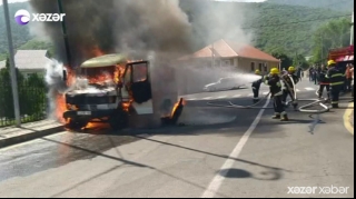 Sərnişin avtobusu yandı, sürücü son anda XİLAS EDİLDİ  