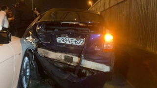 Bakıda üç avtomobil toqquşub - FOTO 
