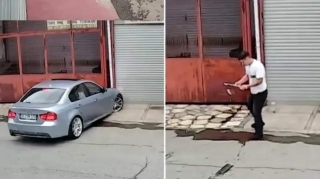 “BMW” ilə avtoxuliqanlıq edən sürücü qəza törətdi; maşın duracağa, özü isə... - VİDEO 