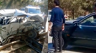 Şirvanda “VAZ” əvvəl “BMW”yə, sonra ağaca çırpıldı    - VİDEO