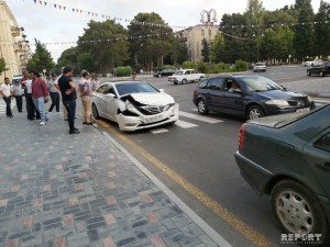 Sumqayıtda iki avtomobil toqquşub - FOTO