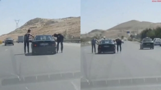 Təbrizdə konkisürən gənclərin təhlükəli fəndləri - VİDEO 