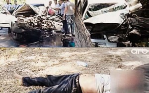 Oğuzda 3 nəfərin öldüyü dəhşətli qəzanın - Görüntüləri - VİDEO