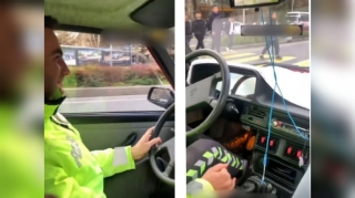 Yol polisi əməkdaşı "ştrafnoya" apardığı maşınla piyadaların üstünə sürdü  - VİDEO