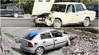 Qəbələdə “VAZ”la toqquşan “Opel” dərəyə düşdü, 3 nəfər..   - VİDEO